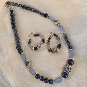 Elegant Blue and Silver Jewelry Set By 1928
